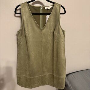 LOFT FauxSuede Green Shift Dress Size 12
